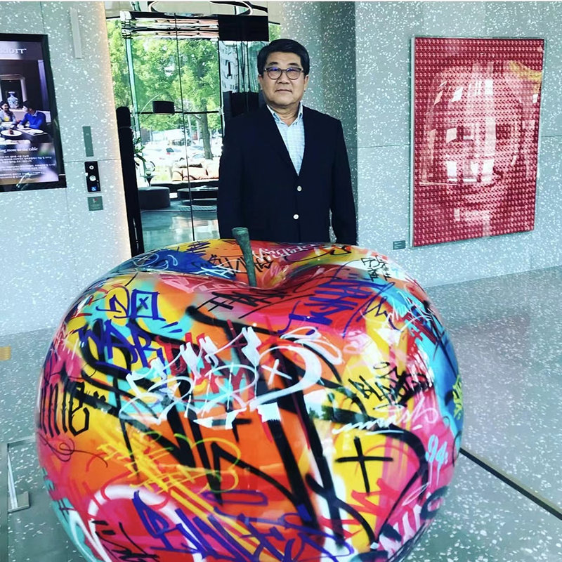 Bananas/durians/melancias/maçãs Arte da fibra de fibra de vidro escultura Bananas/durians/melancias/maçãs Arte da fibra de fibra de vidro escultura